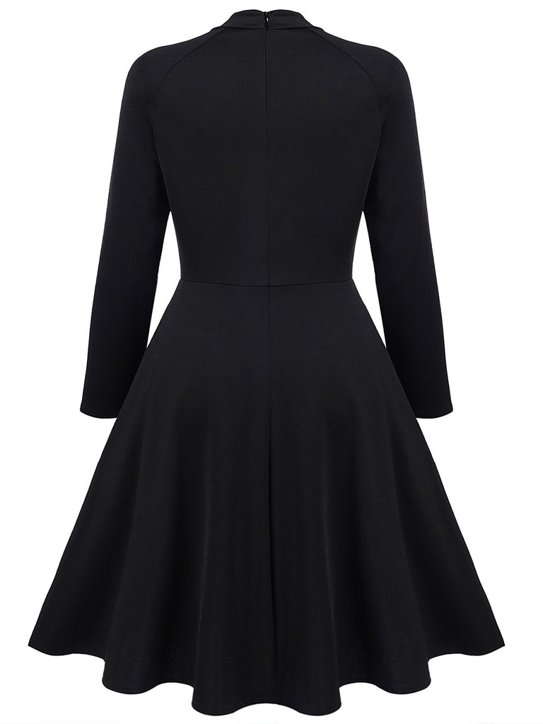 Black 1950s Plaid Patchwork Swing Dress | Retro Stage