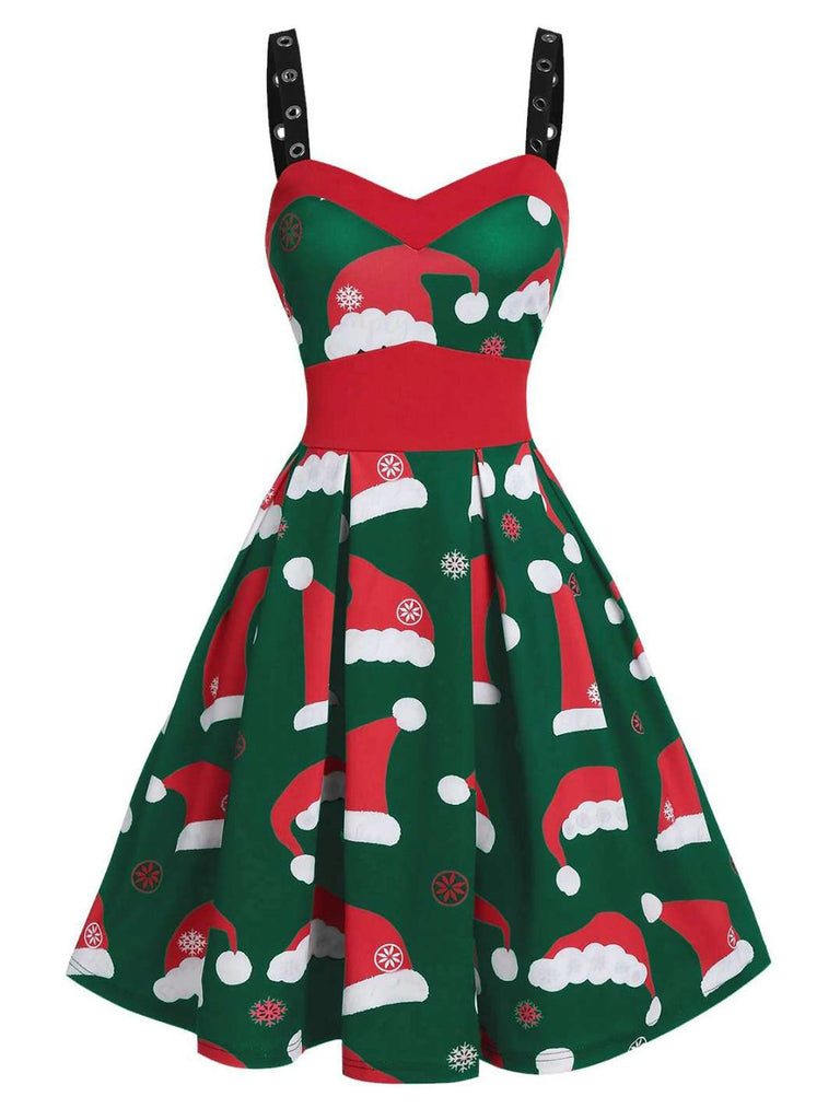 Green 1950s Christmas Swing Dress