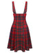Red 1950s Plaids Suspender Skirt