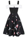 Black 1950s Cold Shoulder Swing Dress
