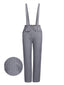 Gray 1950s Plaids Suspender Pants