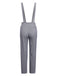 Gray 1950s Plaids Suspender Pants