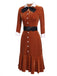 Orange 1930s Belted Velvet Work Dress