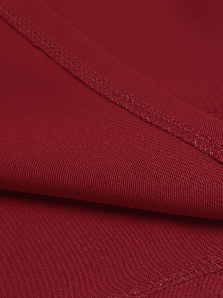 Red 1960s Solid Halter Bodycon Dress