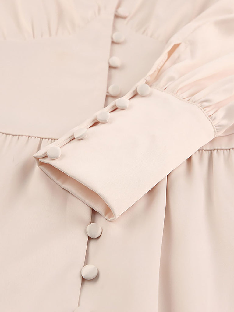 1940s Solid Silk Buttoned Tea Dress