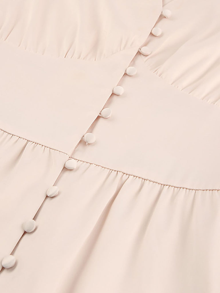 1940s Solid Silk Buttoned Tea Dress