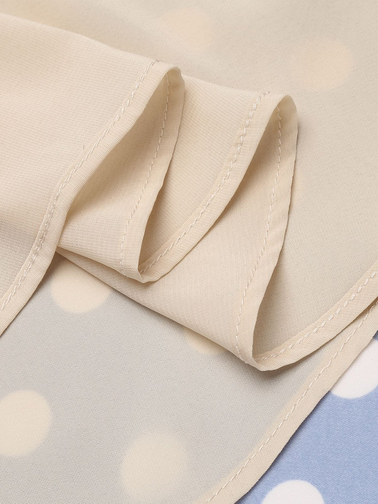 Sky Blue 1950s Off Shoulder Dots Dress
