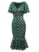 Emerald 1930s Polka Dot Fishtail Dress