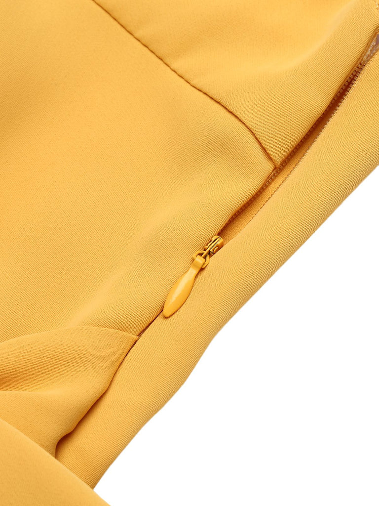 Yellow 1950s Halter Lace-Up Jumpsuit
