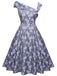 Navy Blue 1950s Off Shoulder Daisy Dress