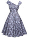 Navy Blue 1950s Off Shoulder Daisy Dress