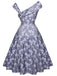 Navy Blue 1950s Off Shoulder Daisy Dress