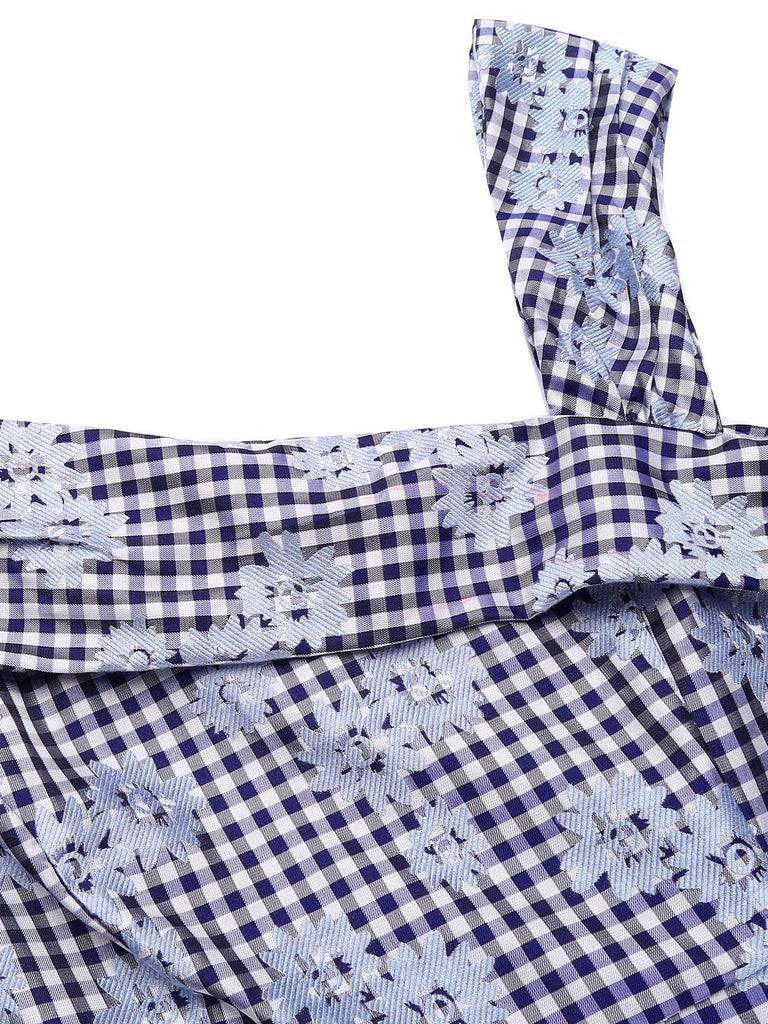 Navy Blue 1950s Off Shoulder Daisy Dress