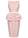 Pink 1960s Checked Belted Pencil Dress