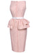 Pink 1960s Checked Belted Pencil Dress