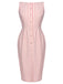 Pink 1960s Checked Belted Pencil Dress