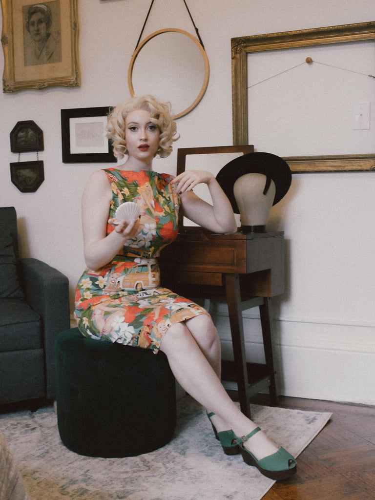 2PCS 1960s Retro Lady Crop Top & Pencil Skirt