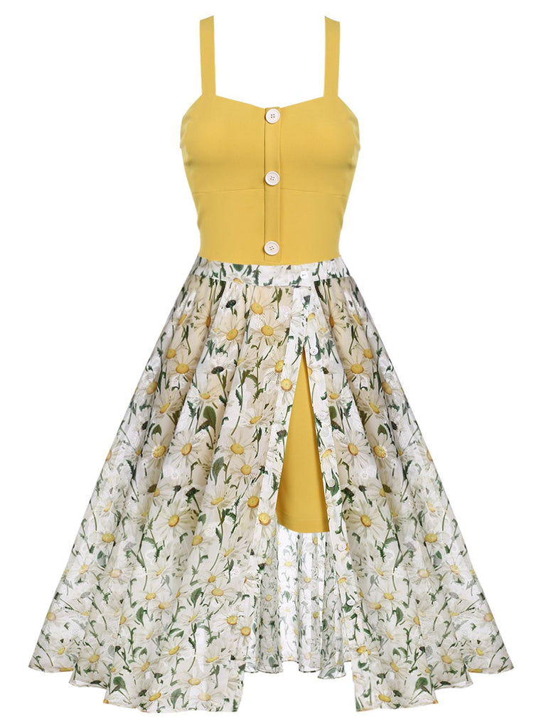 Yellow 1950s Romper & White Floral Skirt