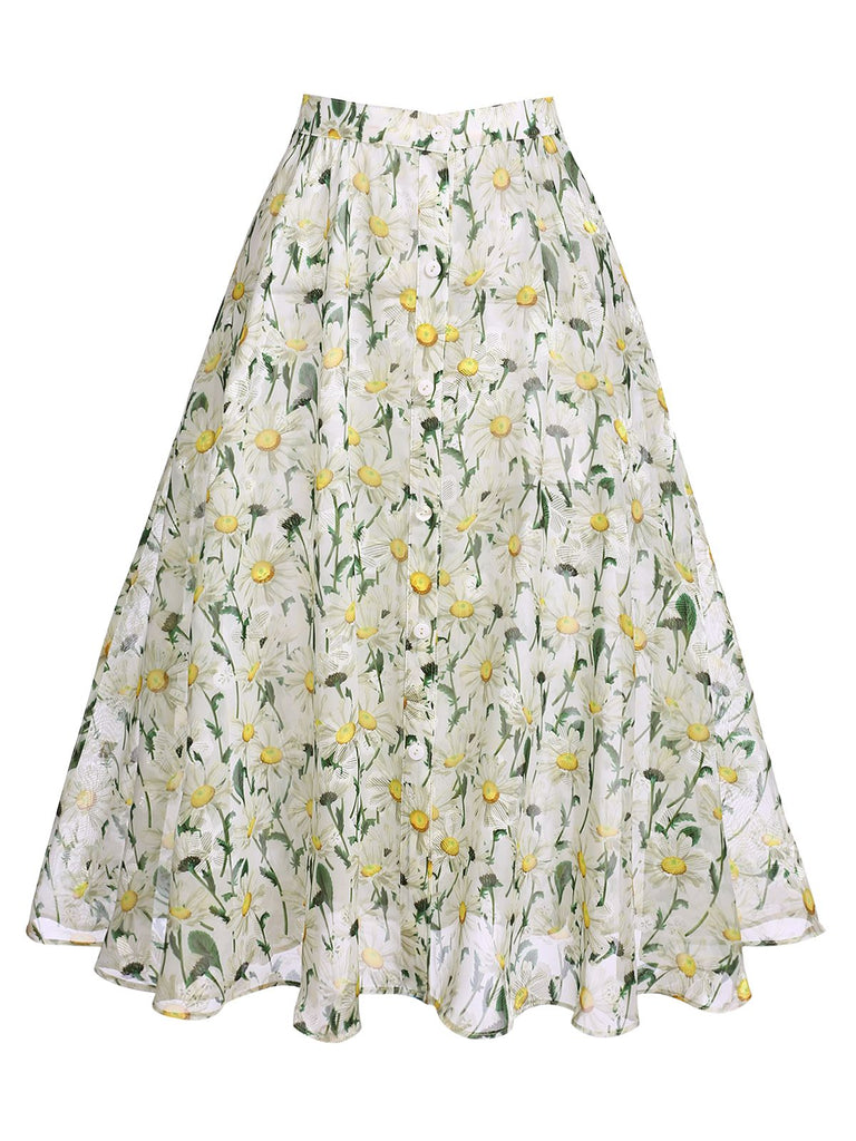 Yellow 1950s Romper & White Floral Skirt