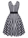 Black 1950s Stripes Lace Swing Dress