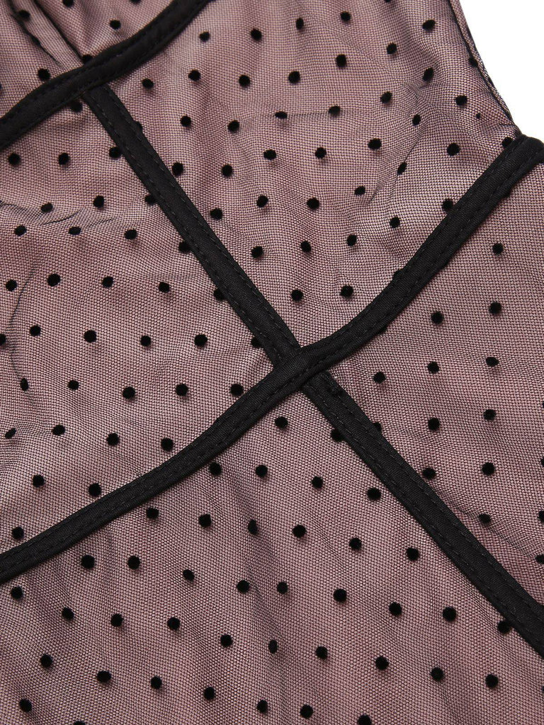 2PCS 1950s Polka Dot Bowknot Lace Strap Dress