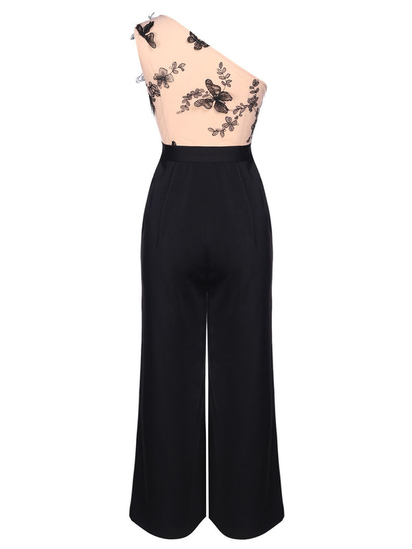 1930s One-shoulder Lace Butterfly Jumpsuit | Retro Stage