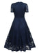 1950s Floral Lace Solid Swing Dress