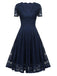 1950s Floral Lace Solid Swing Dress