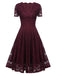 1950s Floral Lace Solid Swing Dress