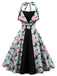 1950s Halter Lace-up Pumpkin Swing Dress