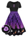 Purple 1950s Halloween Button Dress