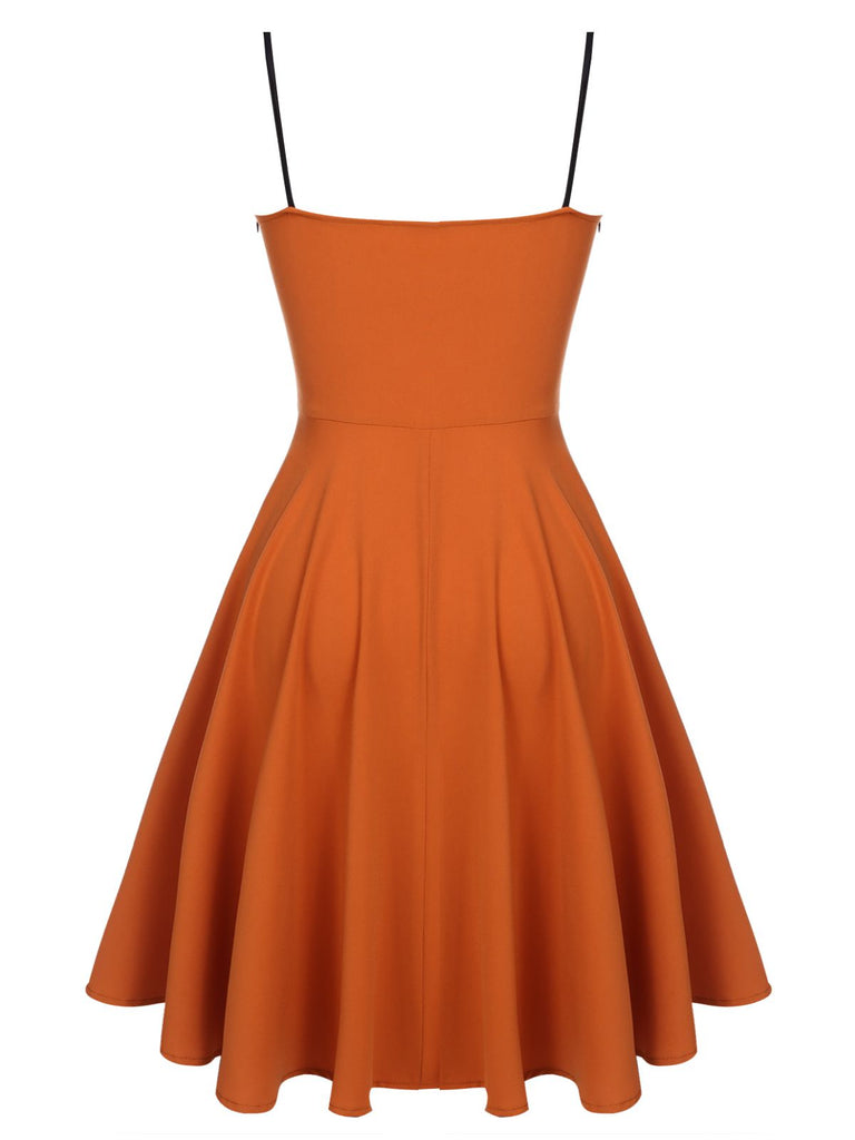 Orange 1950s Cape Pumpkin Swing Dress