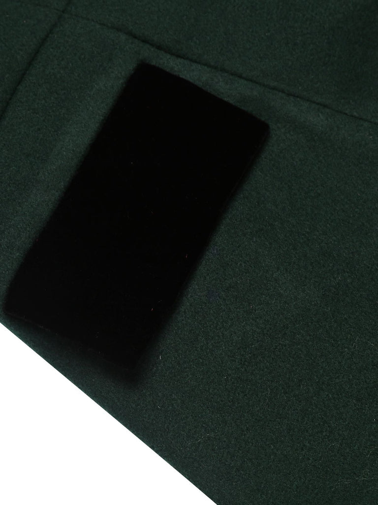 Dark Green 1940s Solid Button Coat | Retro Stage