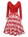 Red 1950s Christmas Patchwork Swing Dress