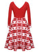 Red 1950s Christmas Patchwork Swing Dress