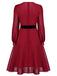 Red 1950s Solid Patchwork Swing Dress