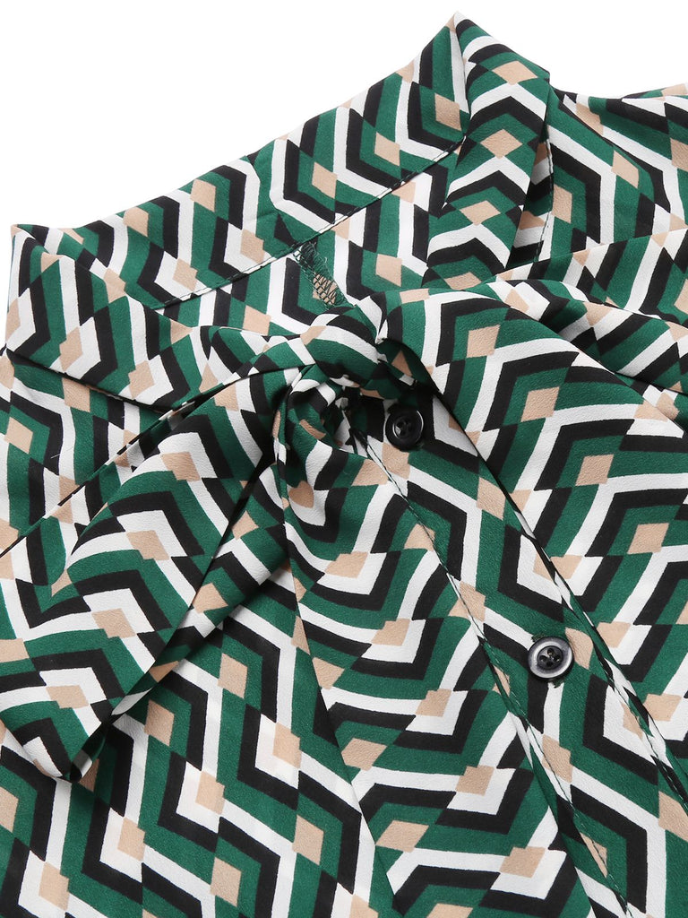 2PCS 1930s Green Tops & Black Pants
