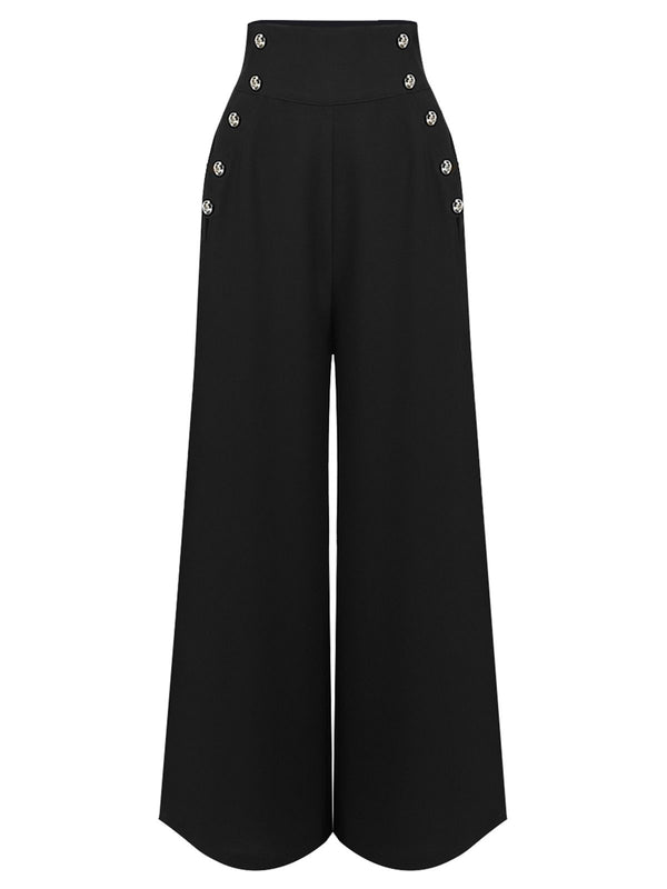 Black 1930s Solid Suspender Pants | Retro Stage