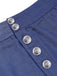 2PCS Red 1950s Bodysuit & Denim Blue Buttons Shorts