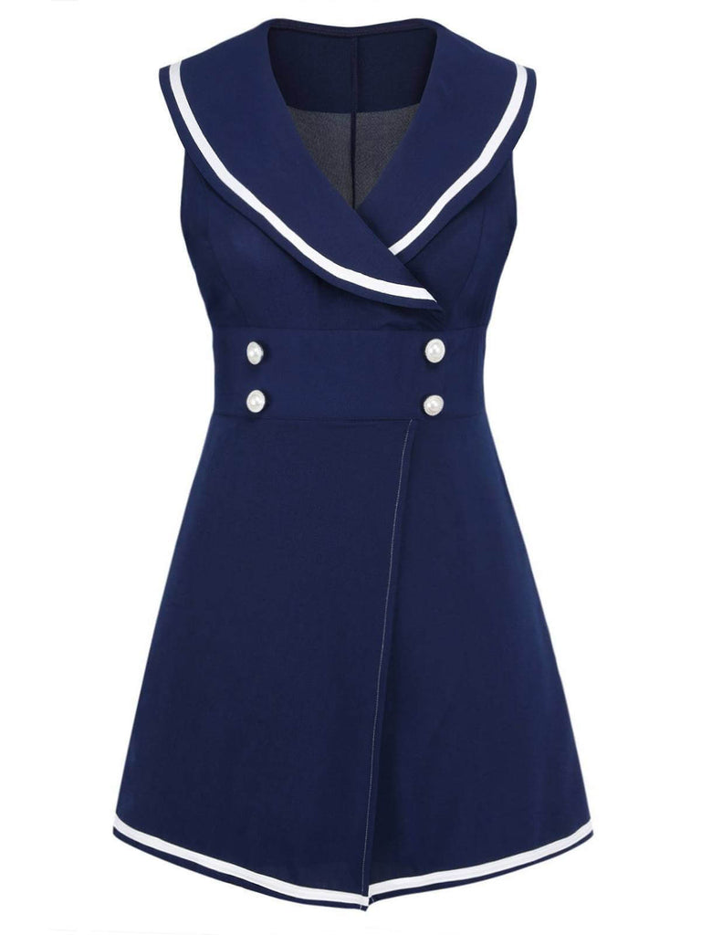 Navy Blue 1950s Sailor Collar Romper