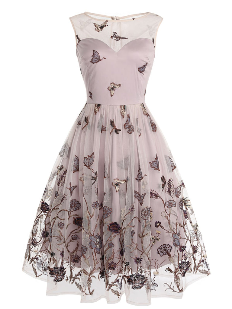 [Pre-Sale] Purple 1950s Butterfly Lace Swing Dress
