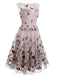 Purple 1950s Butterfly Lace Swing Dress