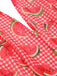 Watermelon Red 1950s Halter Patchwork Romper