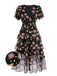 Black 1950s Lace Flowers Swing Dress