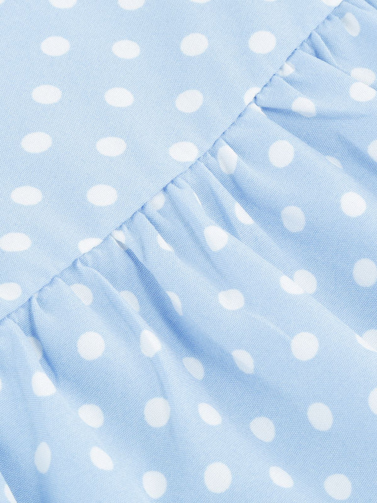 Sky Blue 1950s Polka Dot Swing Dress