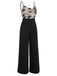 Black 1930s Strap Butterfly Lace Patchwork Jumpsuit