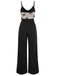 Black 1930s Strap Butterfly Lace Patchwork Jumpsuit