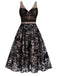 Black 1950s Butterfly Mesh Stitching Dress