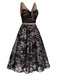 Black 1950s Butterfly Mesh Stitching Dress