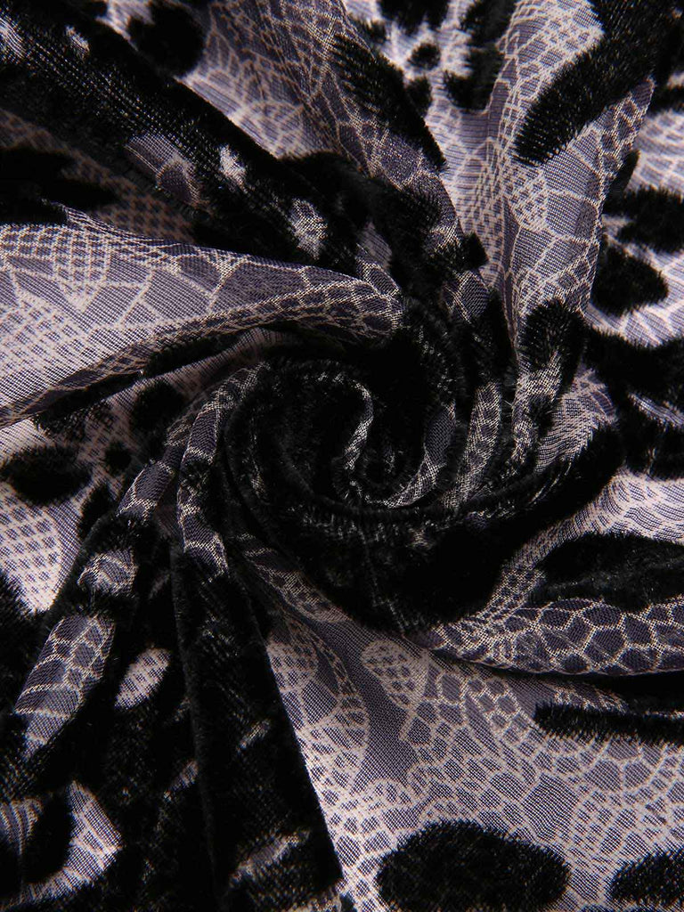 Black 1950s Butterfly Mesh Stitching Dress